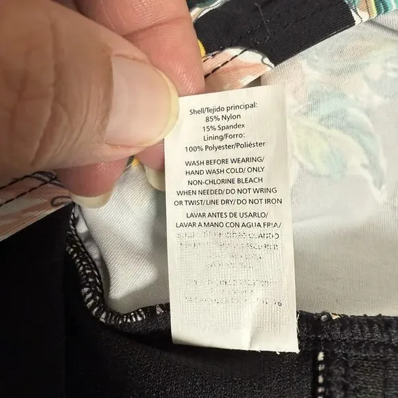 Freshwater Molded Cup Tankini Top Women's Size 2X Black & Floral Print - Picture 6 of 6